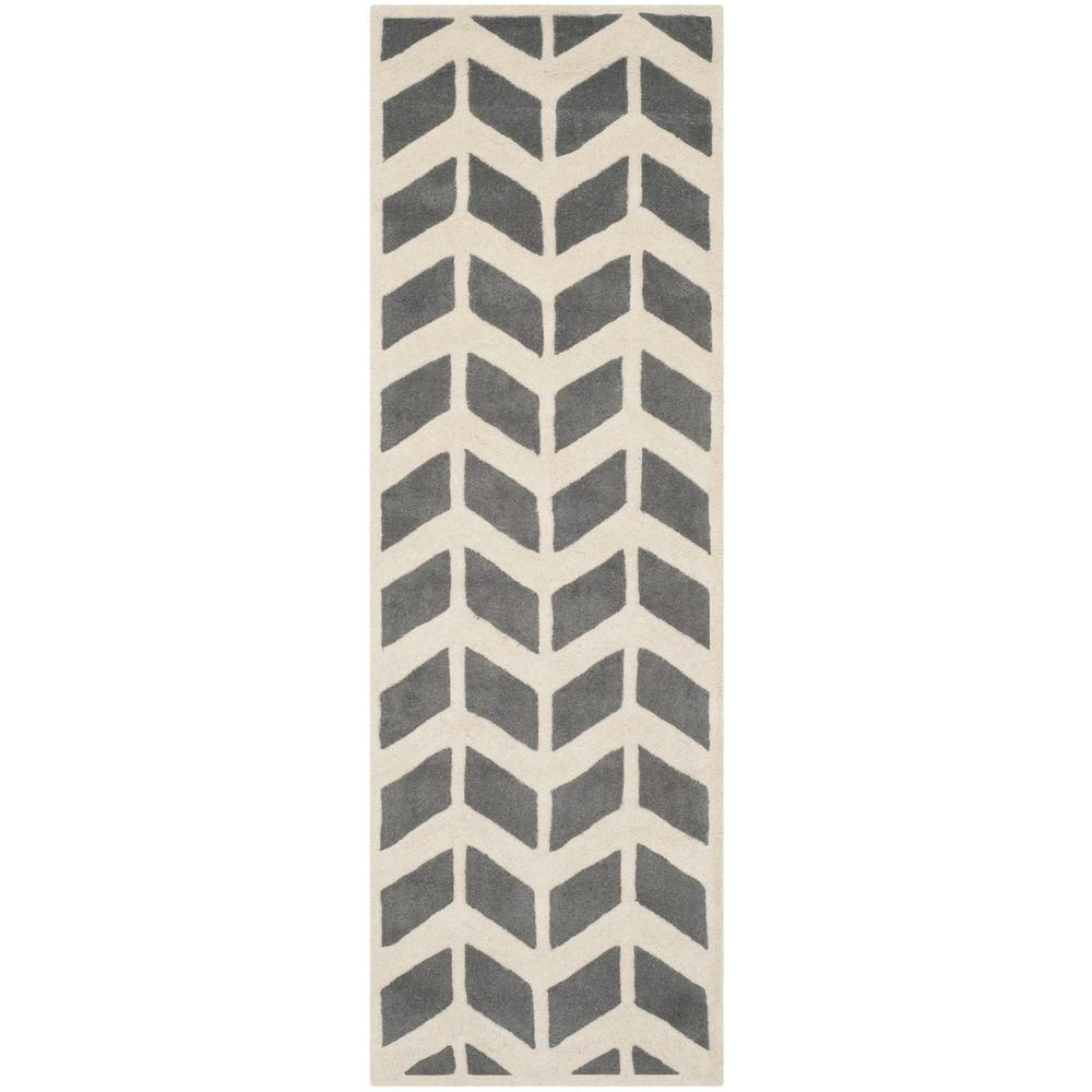 CHATHAM, DARK GREY / IVORY, 2'-3" X 7', Area Rug, CHT746D-27. Picture 1