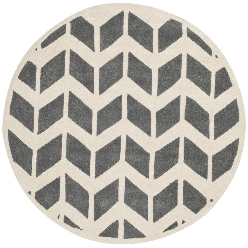 CHATHAM, DARK GREY / IVORY, 5' X 5' Round, Area Rug, CHT746D-5R. Picture 1