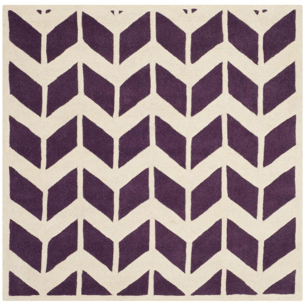 CHATHAM, PURPLE / IVORY, 5' X 5' Square, Area Rug, CHT746F-5SQ. Picture 1