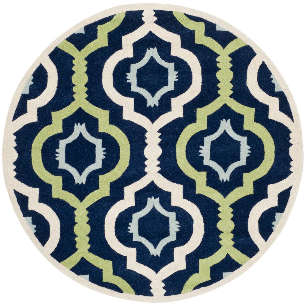 CHATHAM, DARK BLUE / MULTI, 5' X 5' Round, Area Rug. Picture 1