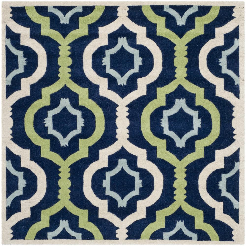 CHATHAM, DARK BLUE / MULTI, 3' X 3' Square, Area Rug. Picture 1