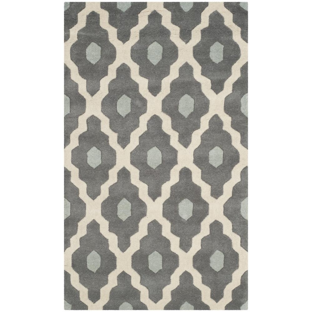 CHATHAM, IVORY / DARK GREY, 3' X 5', Area Rug, CHT748D-3. Picture 1