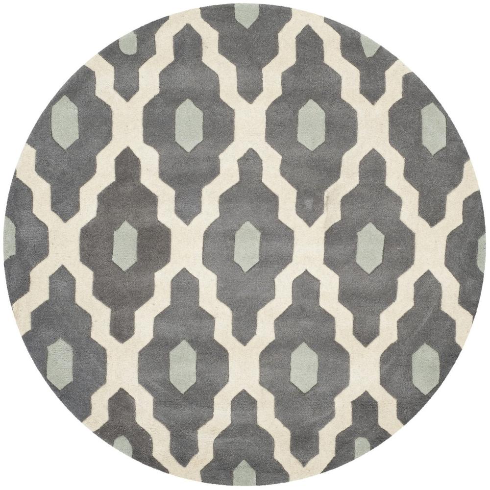CHATHAM, IVORY / DARK GREY, 3' X 3' Round, Area Rug, CHT748D-3R. Picture 1