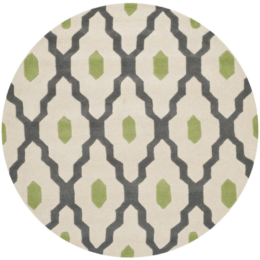 CHATHAM, DARK GREY / IVORY, 5' X 5' Round, Area Rug, CHT748K-5R. Picture 1