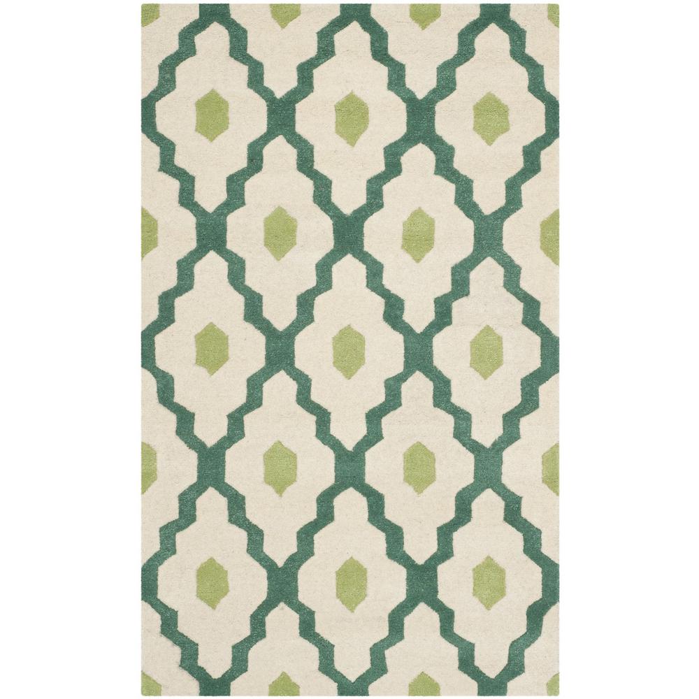 CHATHAM, IVORY / TEAL, 3' X 5', Area Rug. Picture 1