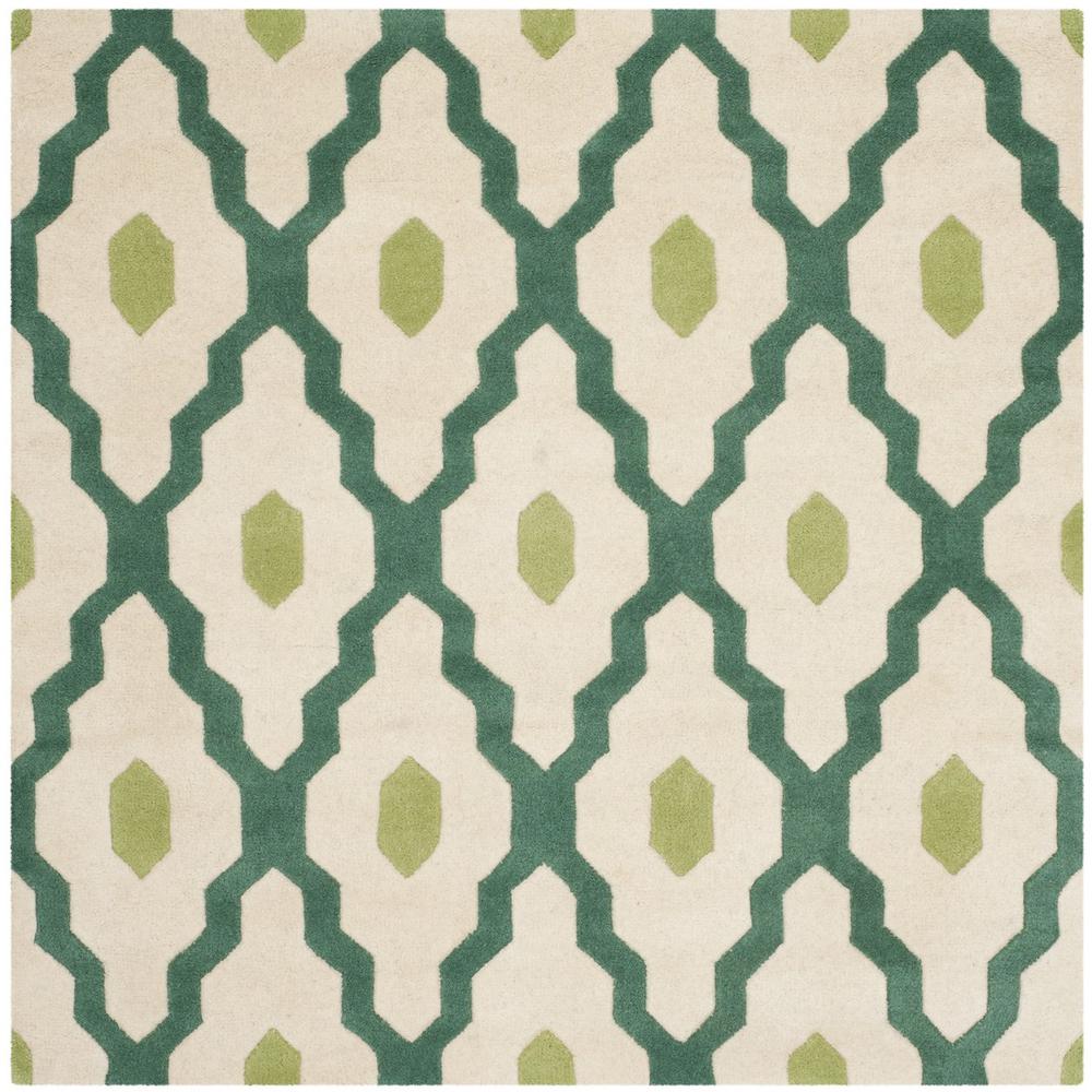 CHATHAM, IVORY / TEAL, 5' X 5' Square, Area Rug. Picture 1