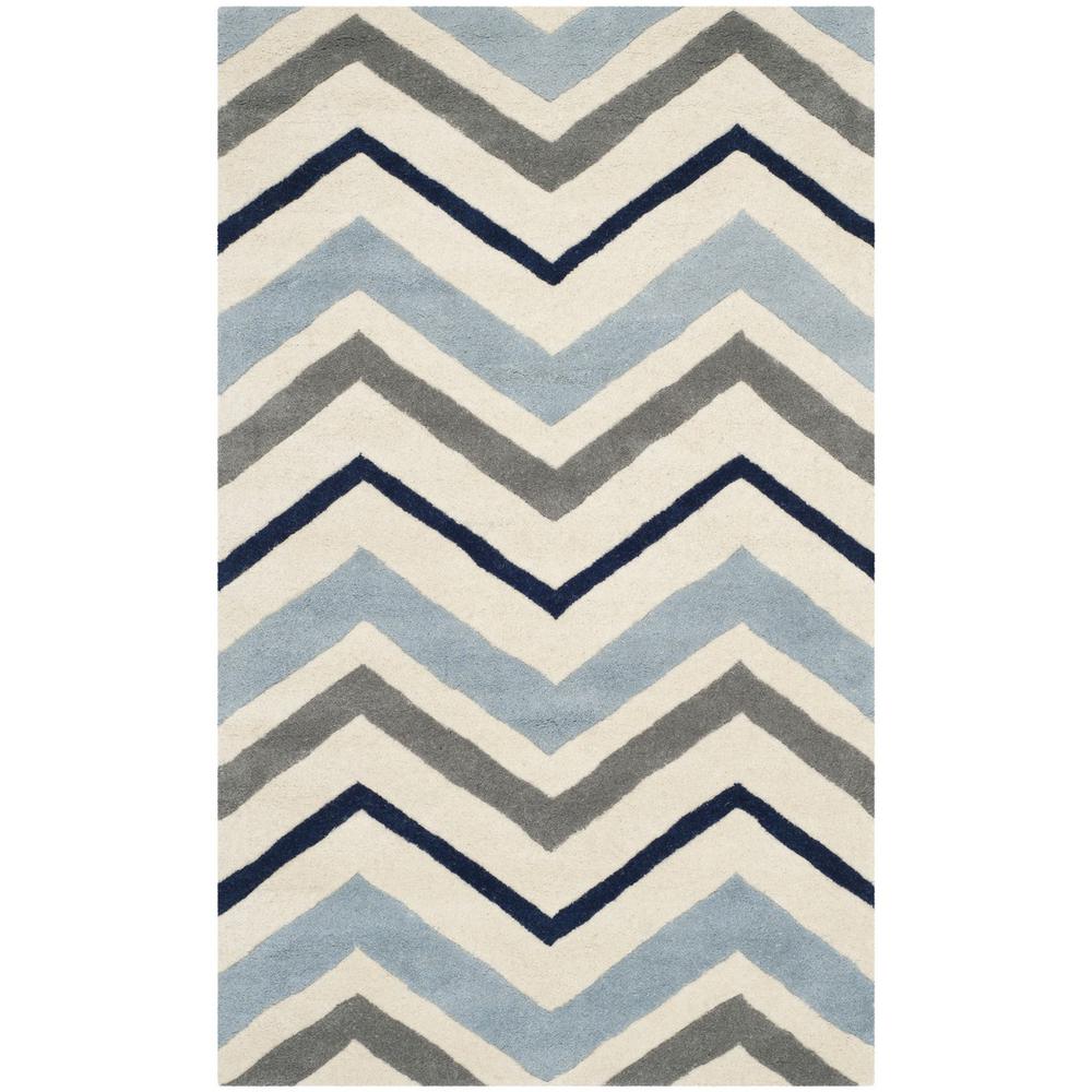 CHATHAM, IVORY / DARK GREY, 3' X 5', Area Rug, CHT749X-3. Picture 1