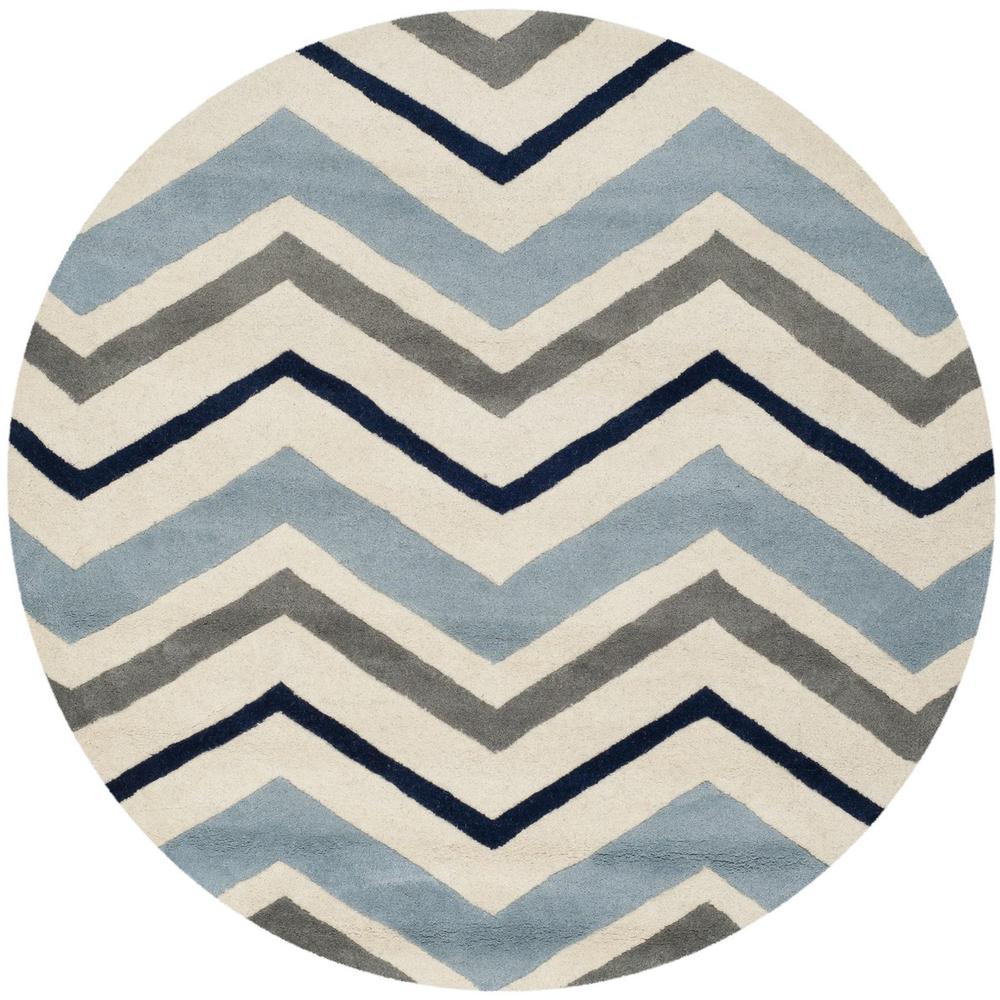 CHATHAM, IVORY / DARK GREY, 5' X 5' Round, Area Rug, CHT749X-5R. Picture 1