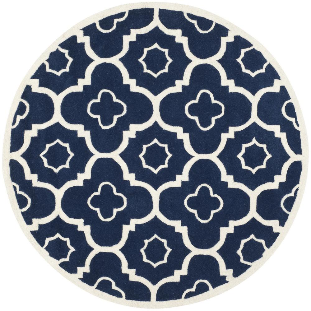 CHATHAM, DARK BLUE / IVORY, 5' X 5' Round, Area Rug, CHT750C-5R. Picture 1