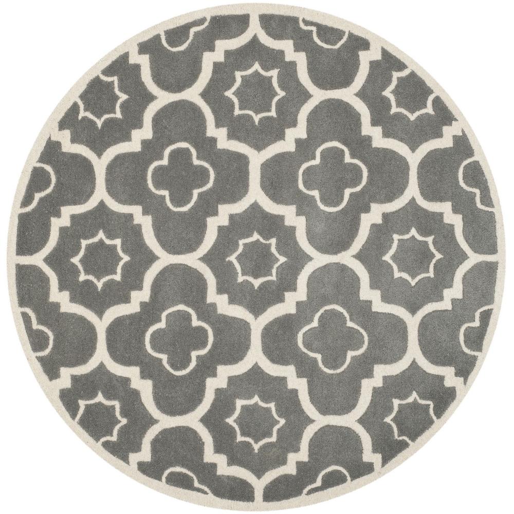 CHATHAM, DARK GREY / IVORY, 5' X 5' Round, Area Rug, CHT750D-5R. Picture 1