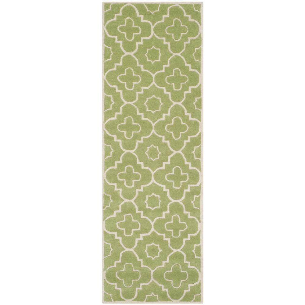CHATHAM, GREEN / IVORY, 2'-3" X 7', Area Rug. Picture 1