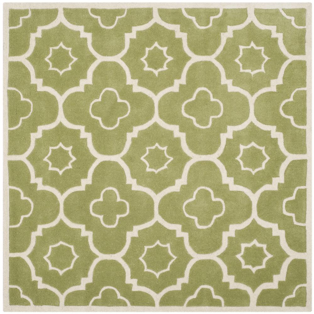 CHATHAM, GREEN / IVORY, 5' X 5' Square, Area Rug. Picture 1