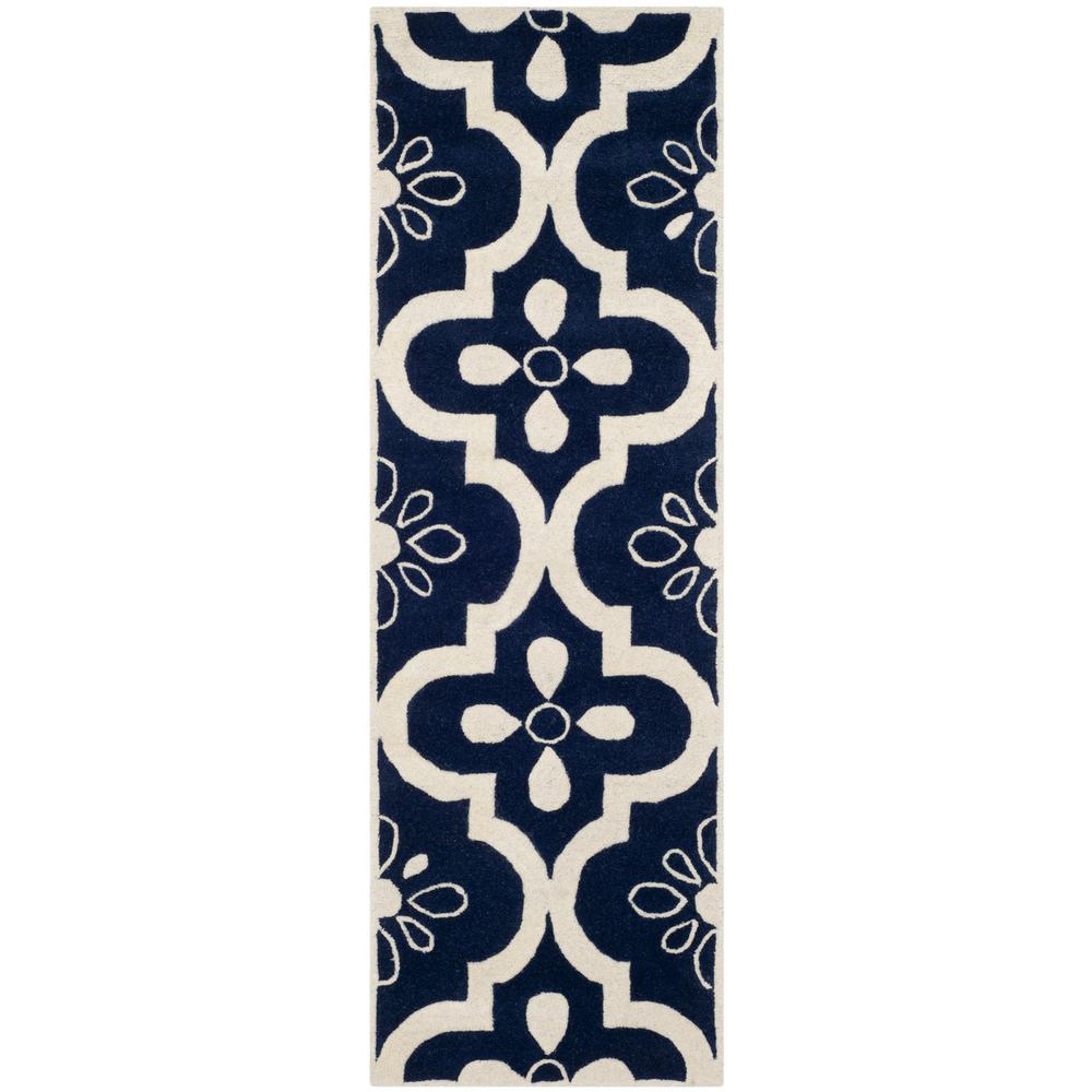 CHATHAM, DARK BLUE / IVORY, 2'-3" X 7', Area Rug, CHT751C-27. Picture 1