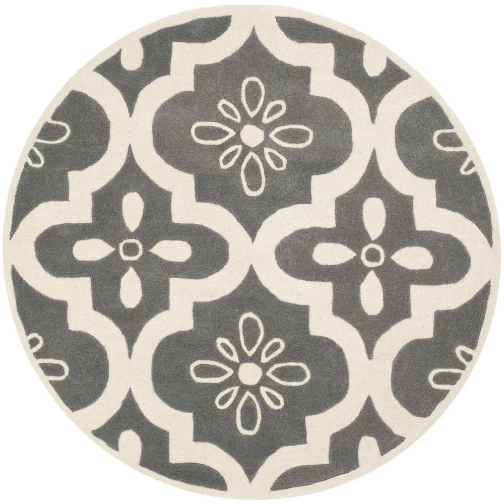 CHATHAM, DARK GREY / IVORY, 5' X 5' Round, Area Rug, CHT751D-5R. Picture 1