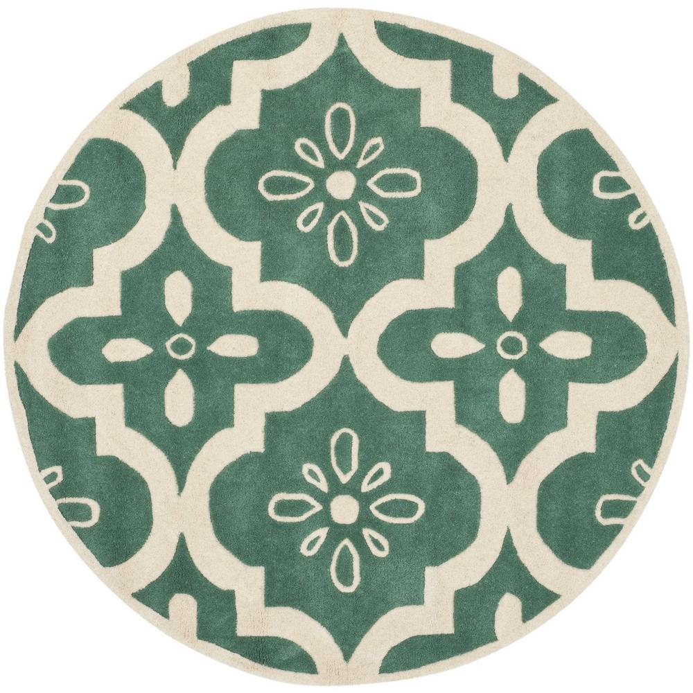 CHATHAM, TEAL / IVORY, 5' X 5' Round, Area Rug, CHT751T-5R. Picture 1