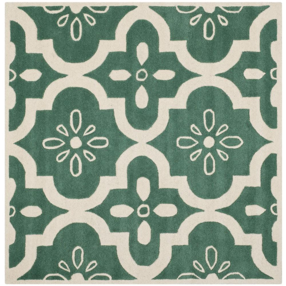 CHATHAM, TEAL / IVORY, 5' X 5' Square, Area Rug, CHT751T-5SQ. Picture 1