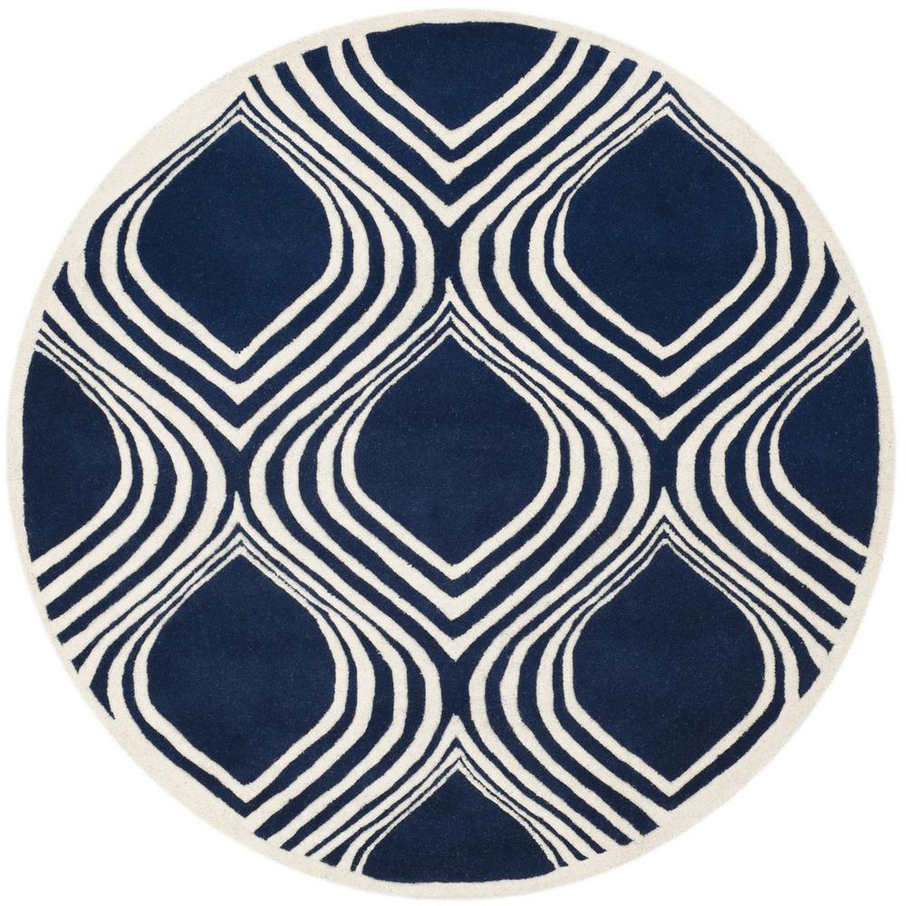 CHATHAM, DARK BLUE / IVORY, 5' X 5' Round, Area Rug, CHT758C-5R. Picture 1