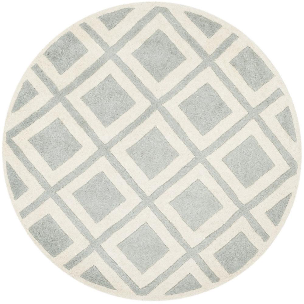 CHATHAM, GREY / IVORY, 5' X 5' Round, Area Rug, CHT759E-5R. Picture 1