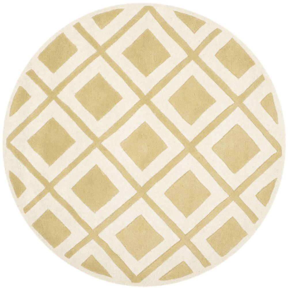 CHATHAM, GOLD / IVORY, 5' X 5' Round, Area Rug. Picture 1