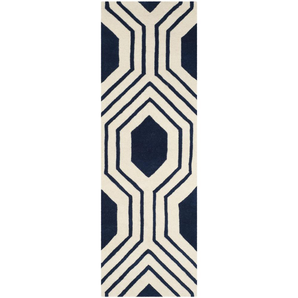 CHATHAM, DARK BLUE / IVORY, 2'-3" X 7', Area Rug, CHT760C-27. Picture 1