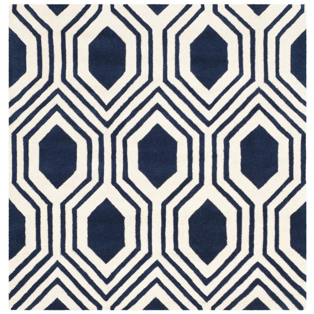 CHATHAM, DARK BLUE / IVORY, 5' X 5' Square, Area Rug, CHT760C-5SQ. Picture 1