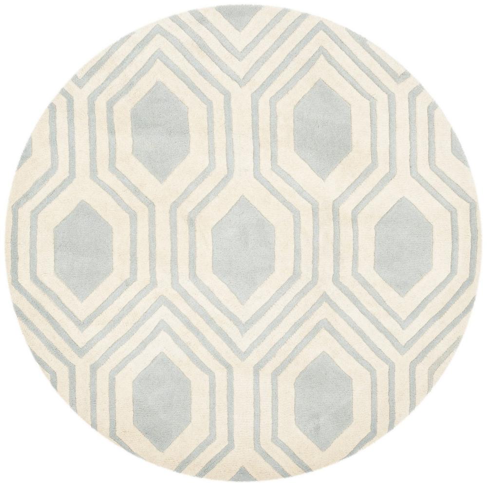 CHATHAM, GREY / IVORY, 5' X 5' Round, Area Rug, CHT760E-5R. Picture 1
