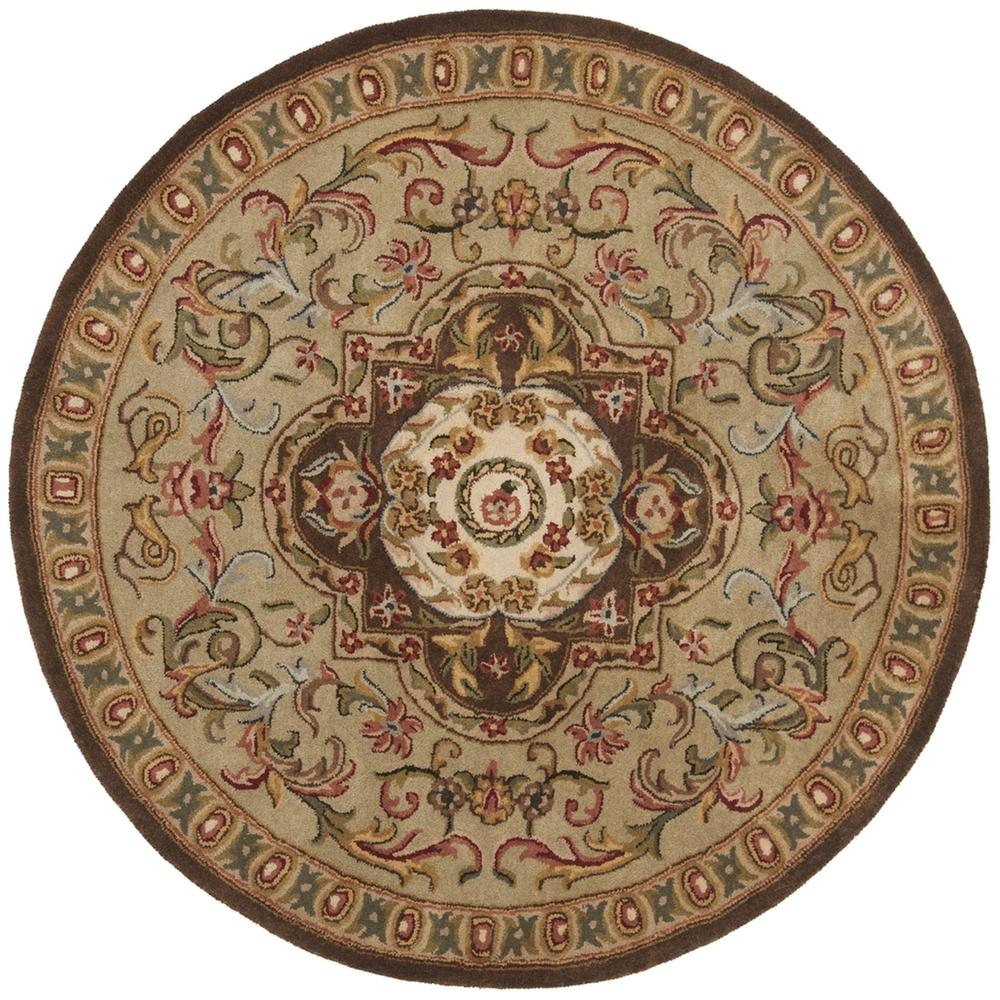CLASSIC, BEIGE / OLIVE, 3'-6" X 3'-6" Round, Area Rug. Picture 1