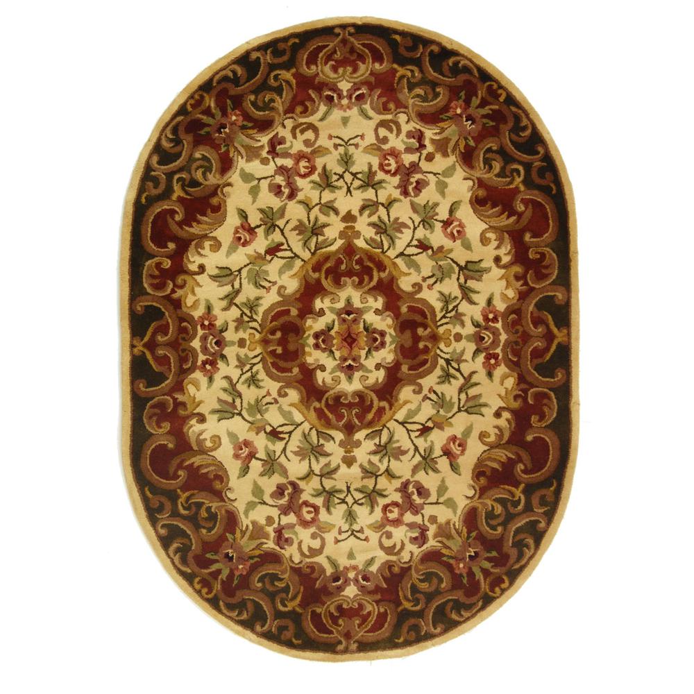 CLASSIC, IVORY / GREEN, 4'-6" X 6'-6" Oval, Area Rug. Picture 1