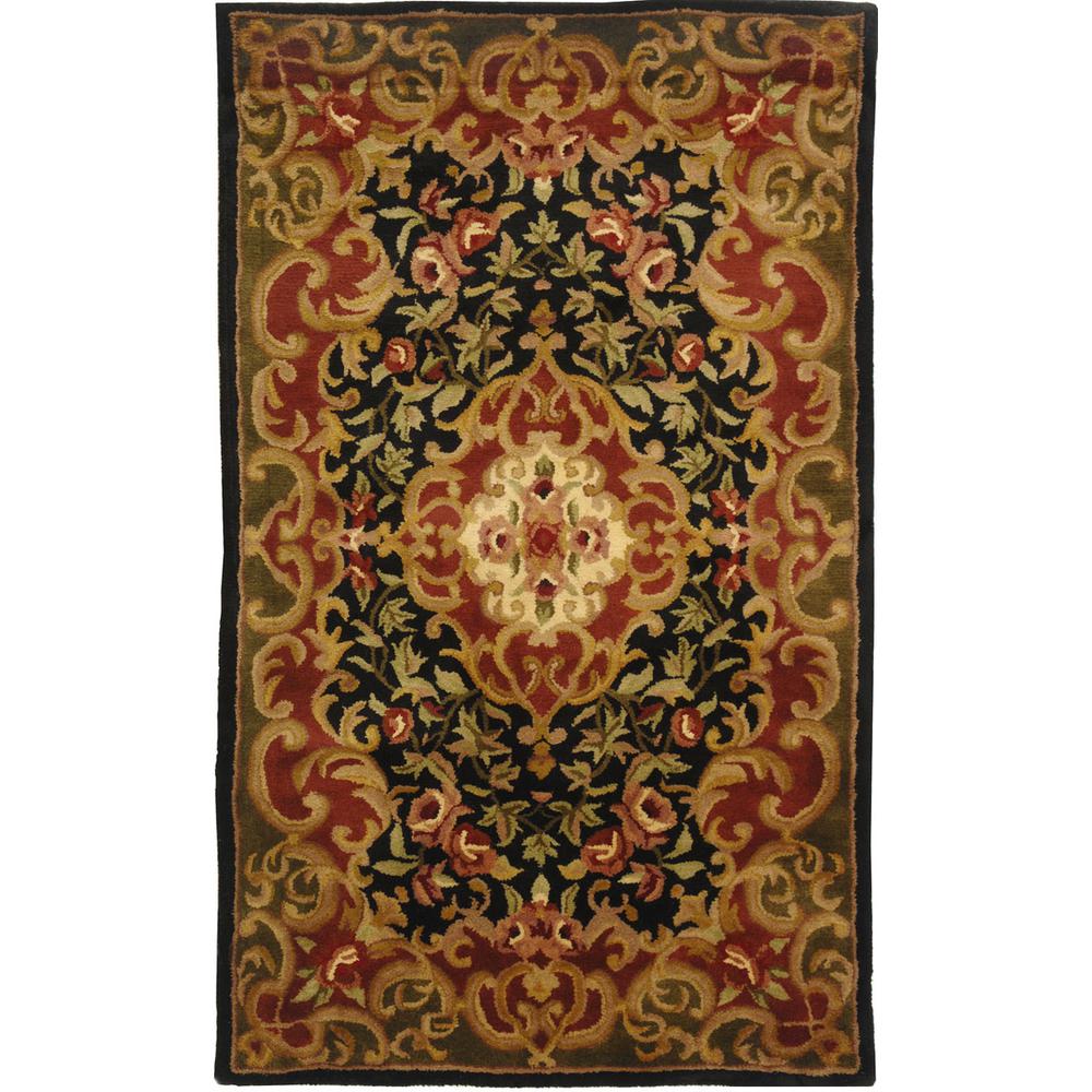 CLASSIC, BLACK / GREEN, 3' X 5', Area Rug. Picture 1