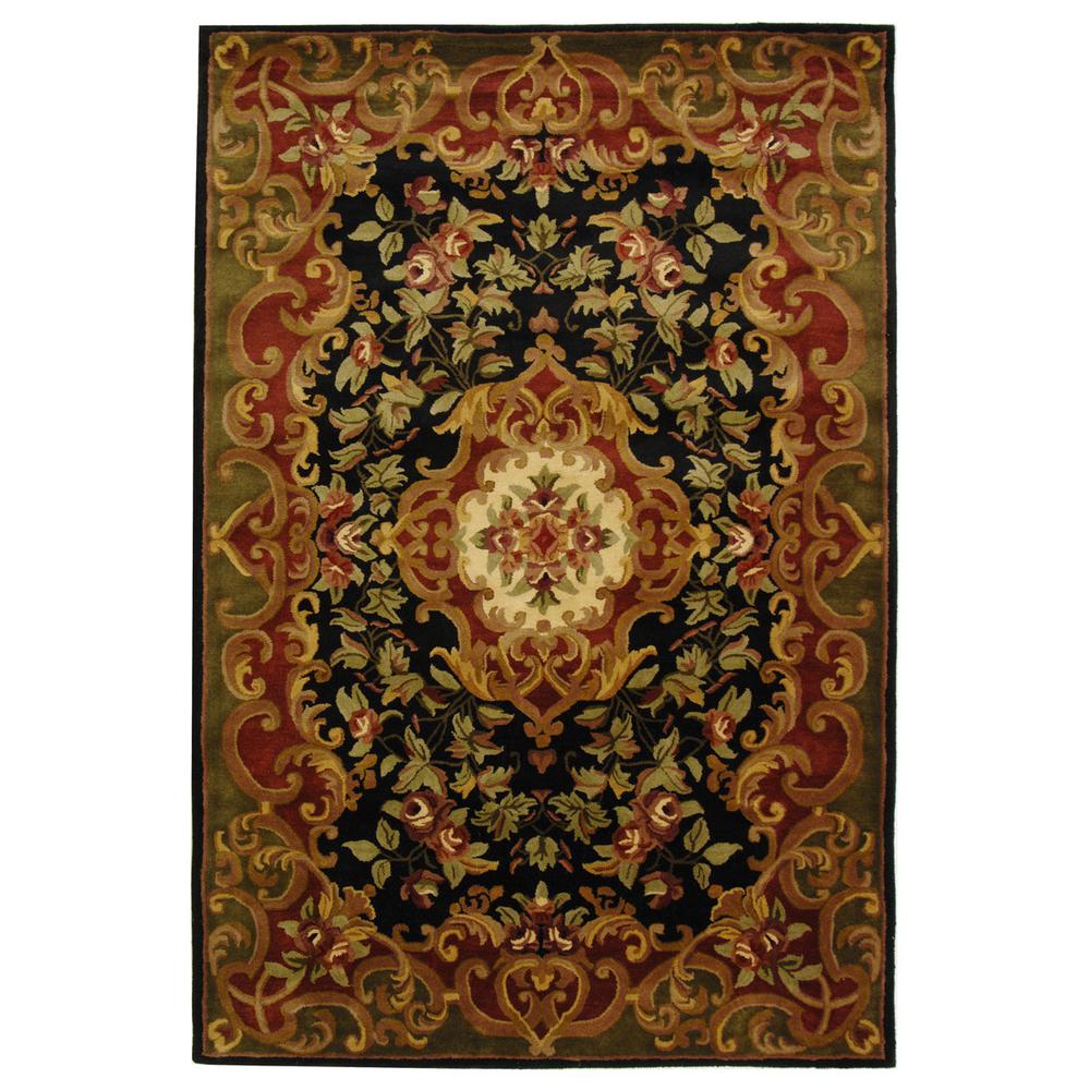 CLASSIC, BLACK / GREEN, 6' X 9', Area Rug. Picture 1