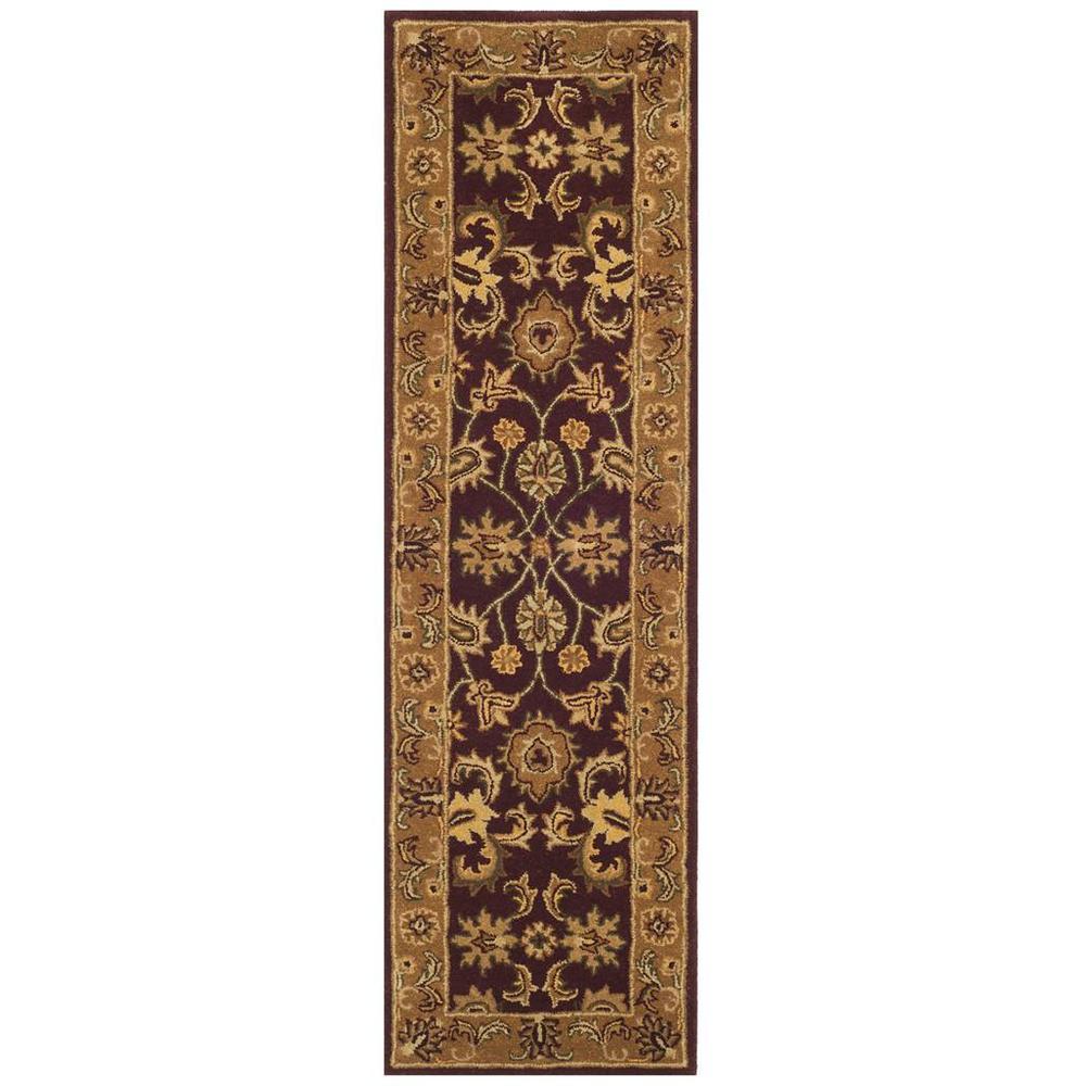 CLASSIC, BURGUNDY / GOLD, 2'-3" X 10', Area Rug. Picture 1