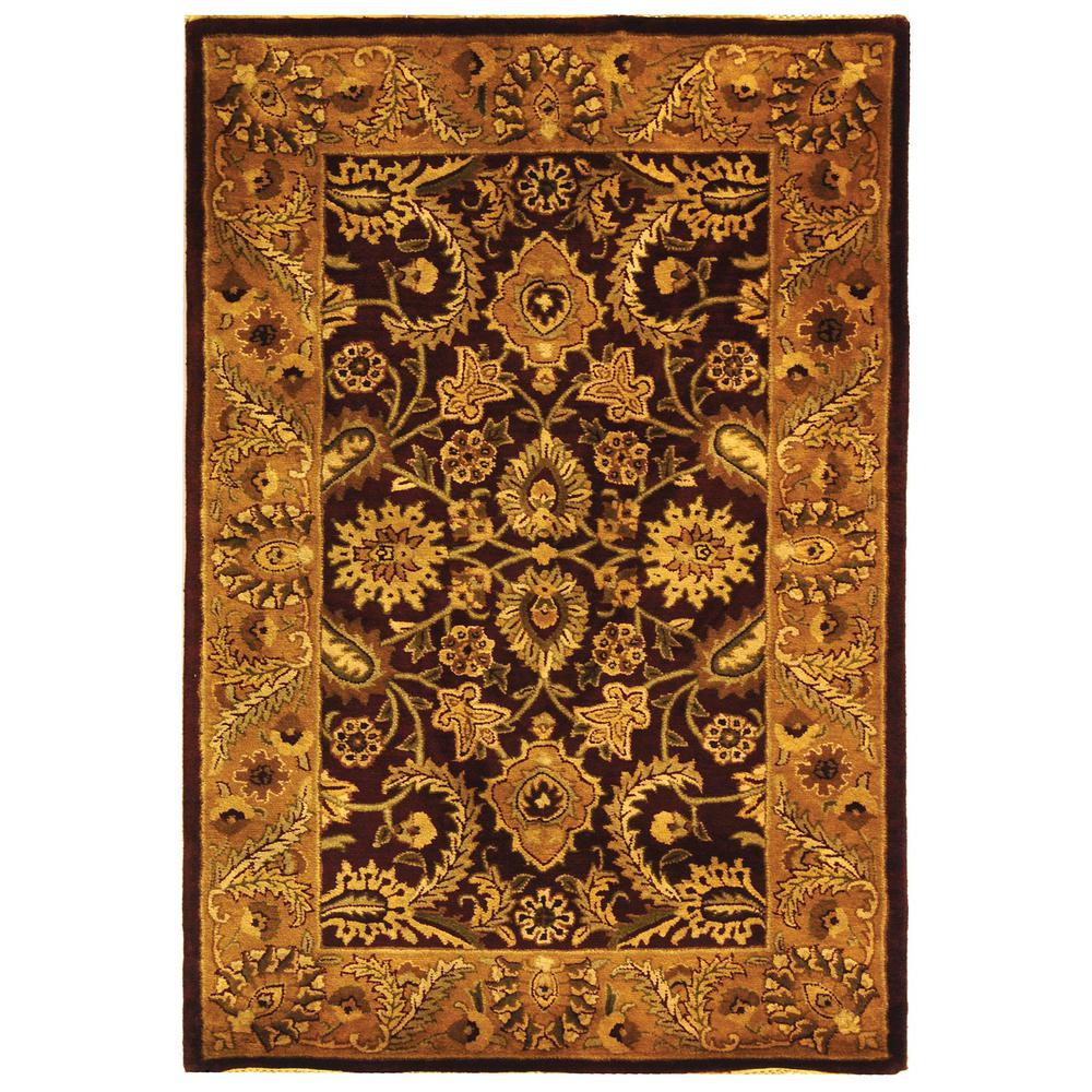 CLASSIC, BURGUNDY / GOLD, 4' X 6', Area Rug. Picture 1