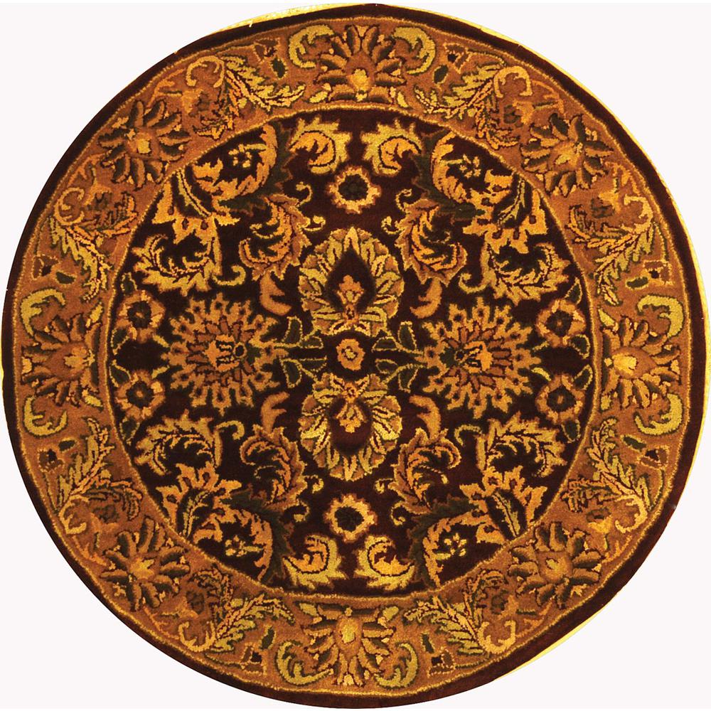 CLASSIC, BURGUNDY / GOLD, 3'-6" X 3'-6" Round, Area Rug. Picture 1