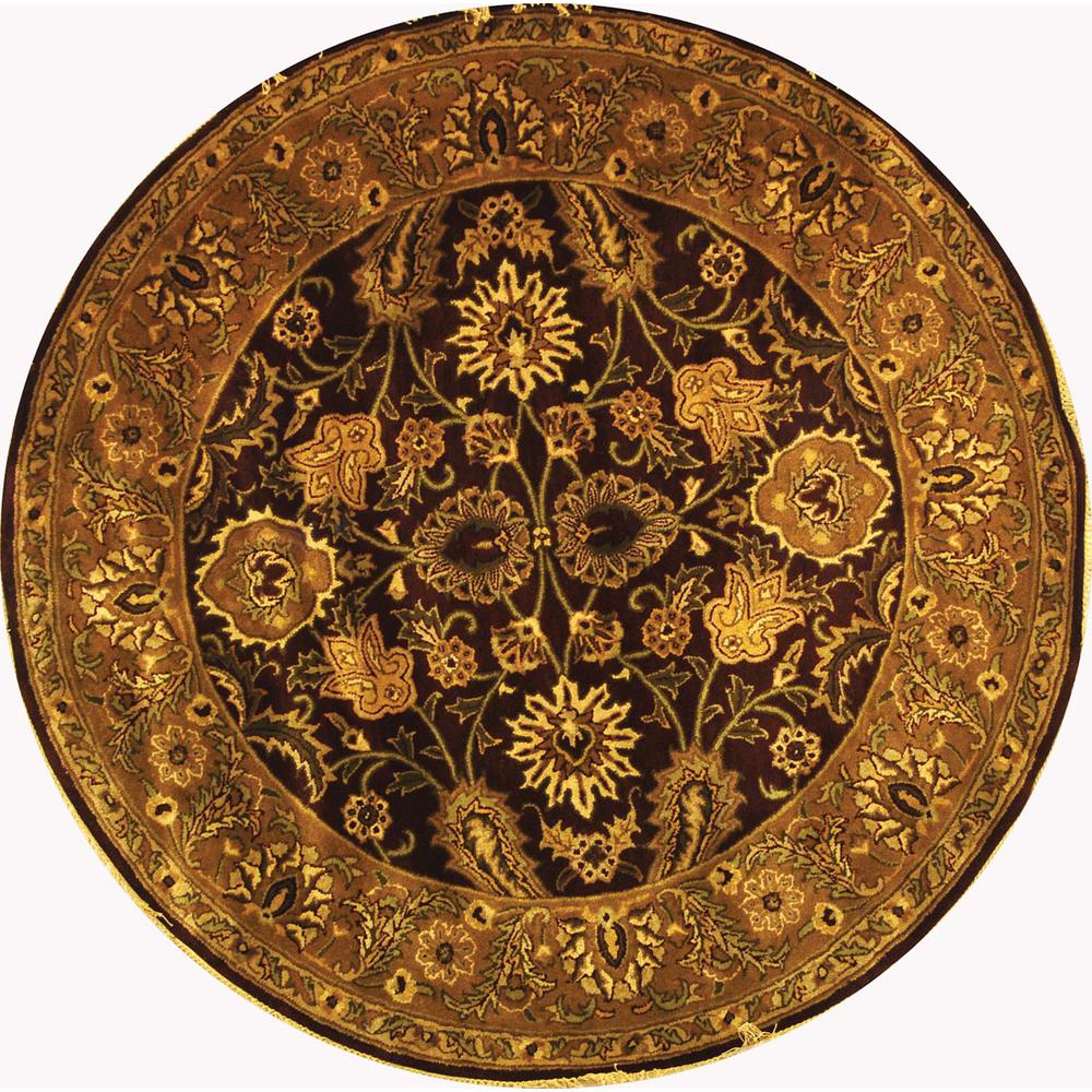 CLASSIC, BURGUNDY / GOLD, 6' X 6' Round, Area Rug. Picture 1