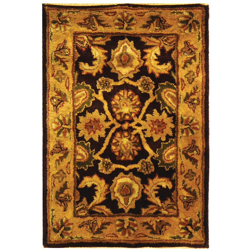 CLASSIC, DARK PLUM / GOLD, 2' X 3', Area Rug. Picture 1