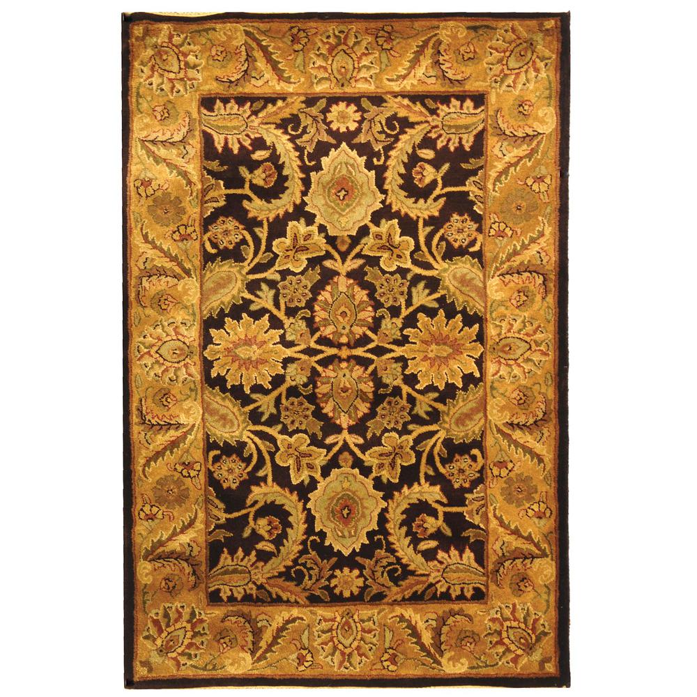 CLASSIC, DARK PLUM / GOLD, 4' X 6', Area Rug. Picture 1