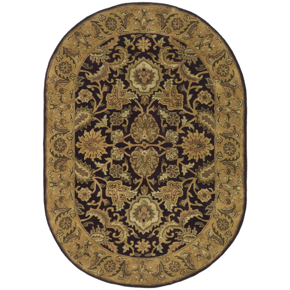 CLASSIC, EGGPLANT / GOLD, 4'-6" X 6'-6" Oval, Area Rug. Picture 1