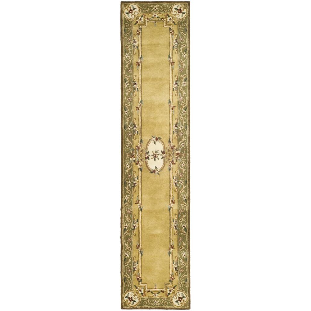 CLASSIC, LIGHT GOLD / GREEN, 2'-3" X 10', Area Rug. Picture 1