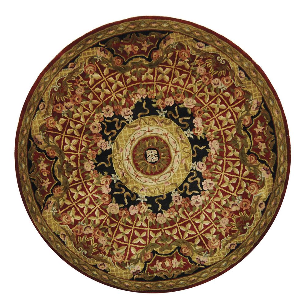 CLASSIC, BURGUNDY / BLACK, 3'-6" X 3'-6" Round, Area Rug, CL304B-4R. Picture 1
