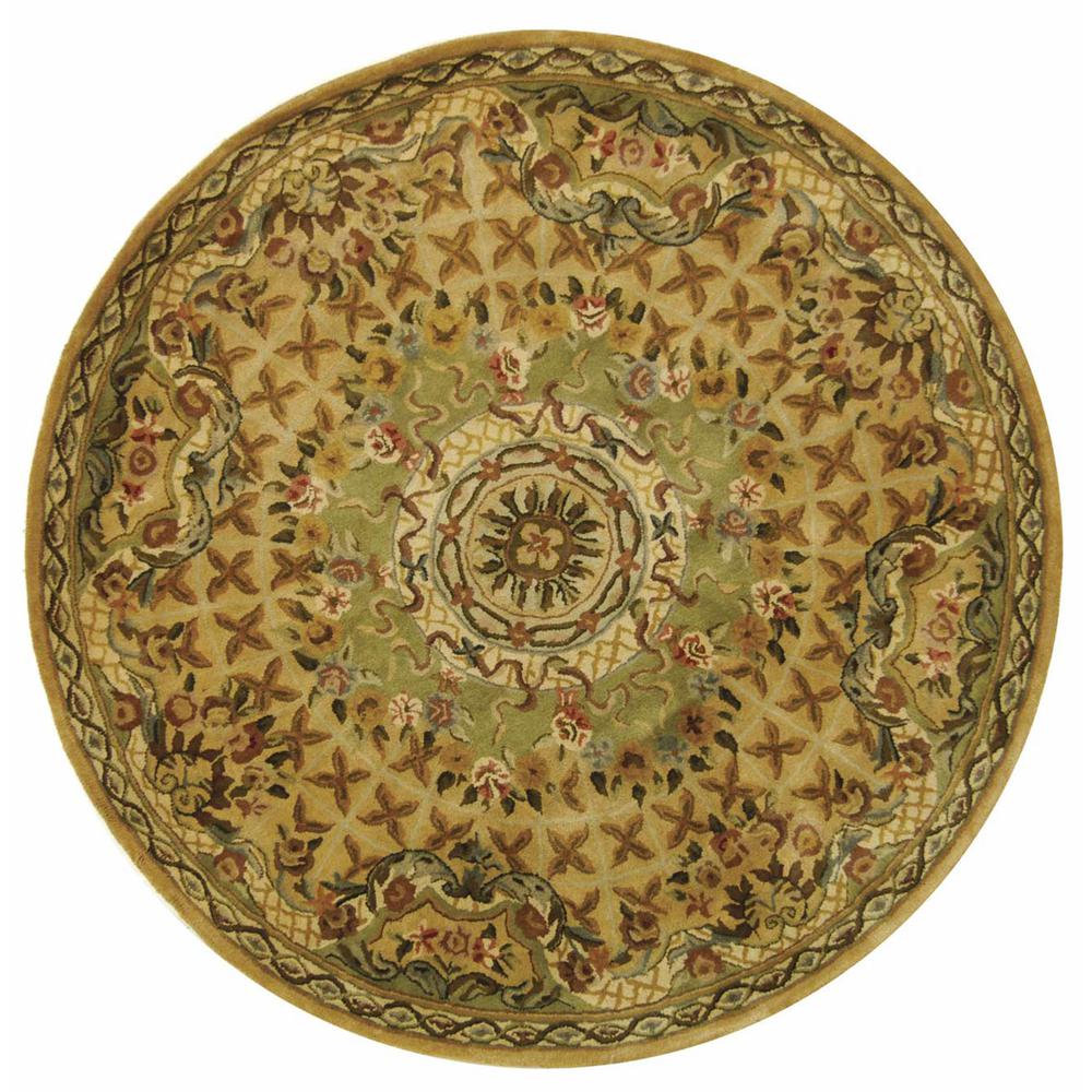 CLASSIC, TOUPE / LIGHT GREEN, 3'-6" X 3'-6" Round, Area Rug. Picture 1