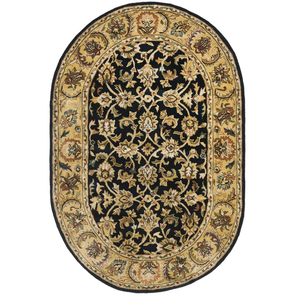 CLASSIC, BLACK / GOLD, 4'-6" X 6'-6" Oval, Area Rug, CL758B-5OV. Picture 1