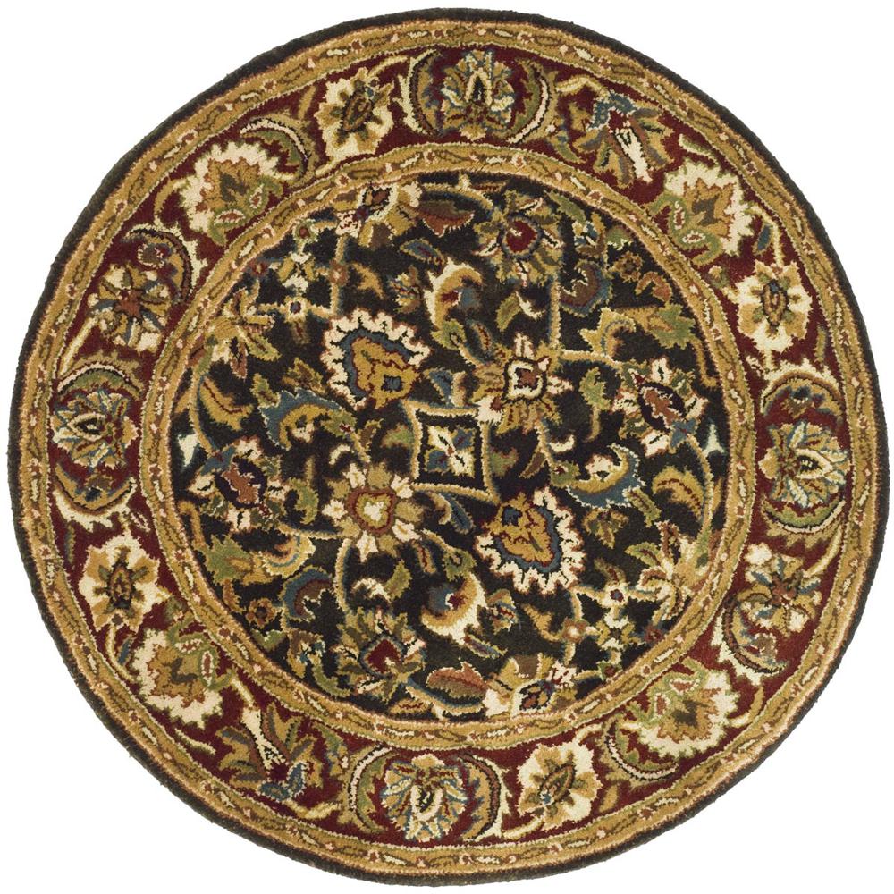 CLASSIC, DARK OLIVE / RED, 3'-6" X 3'-6" Round, Area Rug. Picture 1