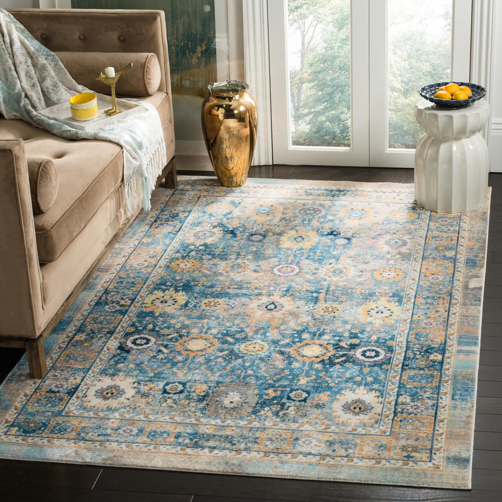 CLAREMONT, BLUE / GOLD, 5'-1" X 7'-9", Area Rug, CLR663C-5. Picture 3