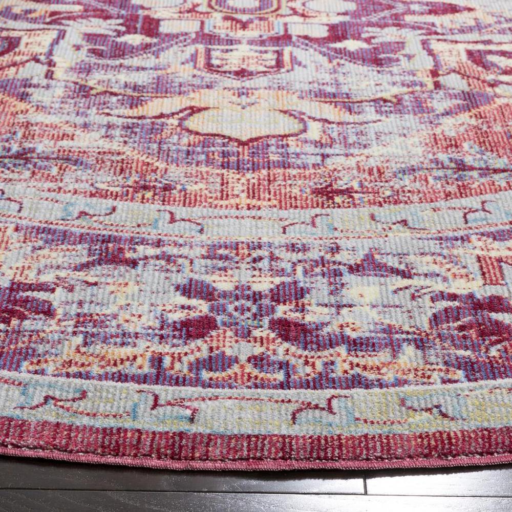CLAREMONT, PURPLE / CORAL, 6'-7" X 6'-7" Round, Area Rug. Picture 1