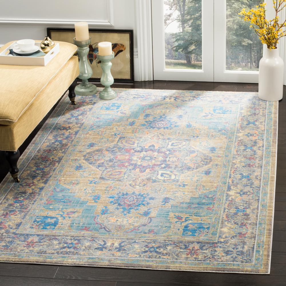CLAREMONT, BLUE / GOLD, 5'-1" X 7'-9", Area Rug, CLR664C-5. Picture 3
