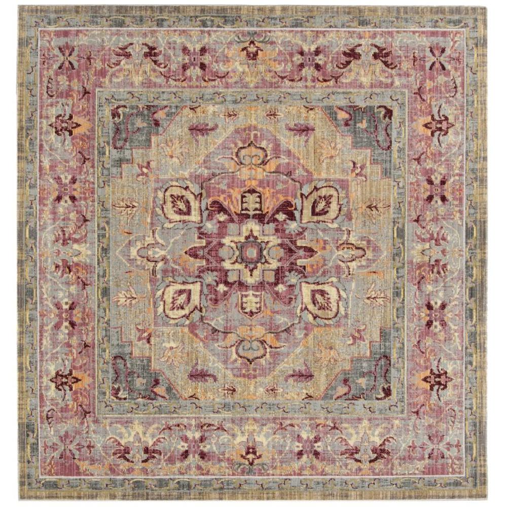 CLAREMONT, GRAPE / BLUE, 6'-7" X 6'-7" Square, Area Rug. Picture 1