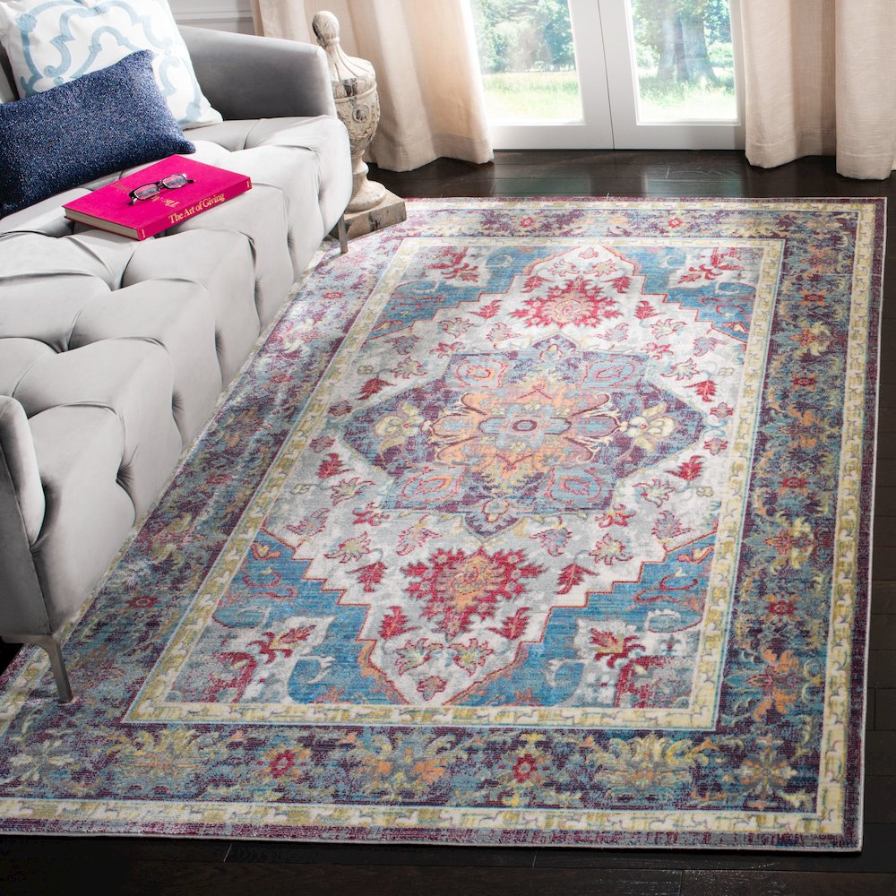 CLAREMONT, BLUE / PURPLE, 5'-1" X 7'-9", Area Rug. Picture 3