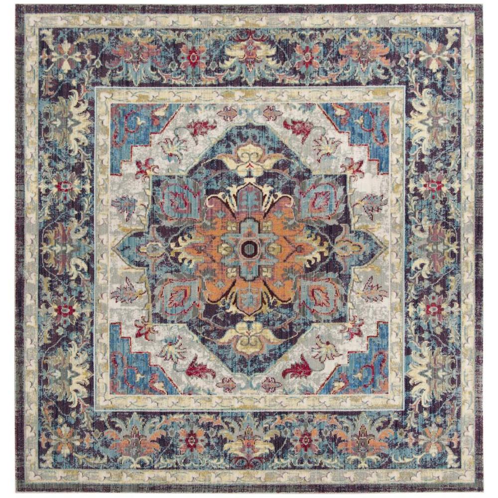 CLAREMONT, BLUE / PURPLE, 6'-7" X 6'-7" Square, Area Rug. Picture 1