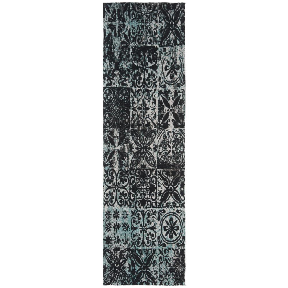 CLV-CLASSIC VINTAGE, TEAL / BLACK, 2'-3" X 8', Area Rug. Picture 2
