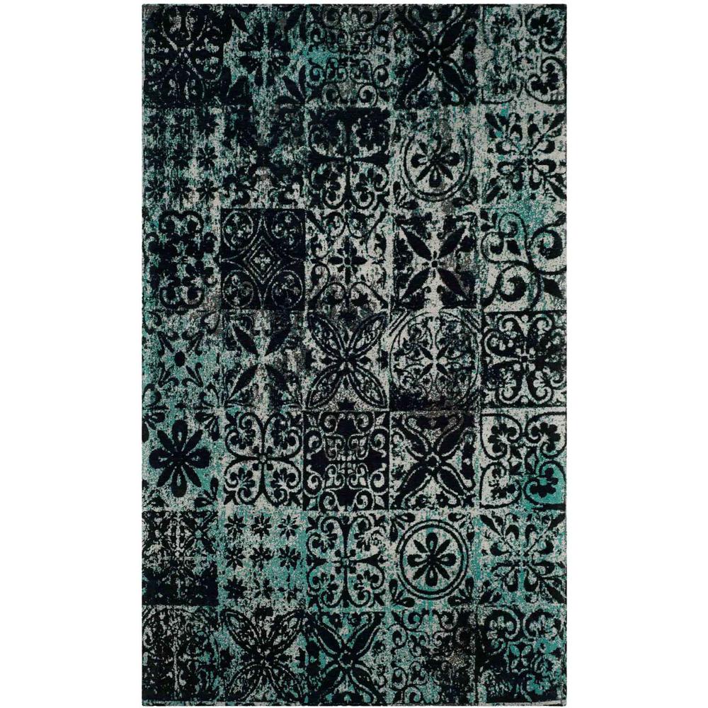 CLV-CLASSIC VINTAGE, TEAL / BLACK, 4' X 6', Area Rug. Picture 1